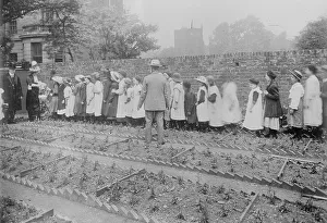 Queue Prints: Lady Henry and T.P. O'Connor distribute cabbages, 1913. Creator: Bain News Service