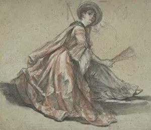 A Lady Holding a Fan, 18th century. Creator: Michel Barthelemy Ollivier