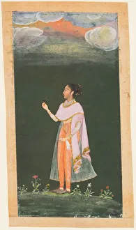 Northwestern India Prints: Lady Holding a Flower, c. 1670s-80s. Creator: Unknown
