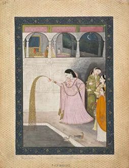 Opaque Watercolor Collection: Lady Holding a Sparkler, ca. 1800. Creator: Unknown