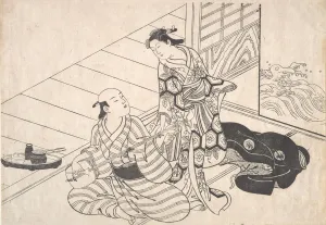 Lady Interrupting Her Lover, who is Playing the Shamisen. Creator: Nishikawa Sukenobu Lady Interrupting Her Lover, who is Playing the Shamisen. Creator: Nishikawa Sukenobu