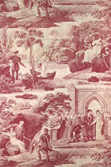 Arthurian Prints: The Lady of the Lake (Furnishing Fabric), Mulhouse, c. 1820. Creator: Unknown