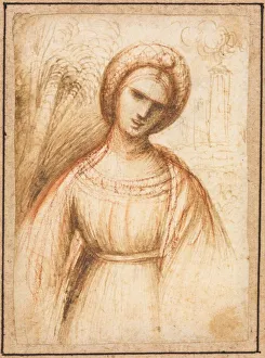 Lady in a Landscape (recto), c. 1521. Creator: Dosso Dossi (Italian, c. 1490-aft 1541)