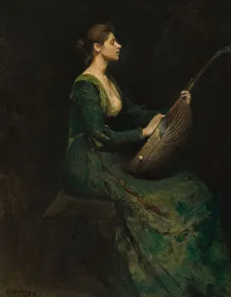 Lady with a Lute, 1886. Creator: Thomas W Dewing