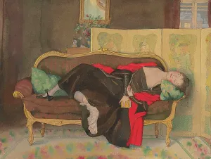 Lady lying on a divan, 1917. Creator: Somov, Konstantin Andreyevich (1869-1939)
