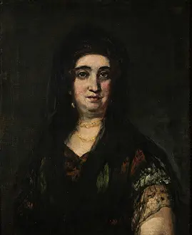 Sadness Prints: Lady with mantilla, c1825. Creator: Goya, Francisco, de (1746-1828)