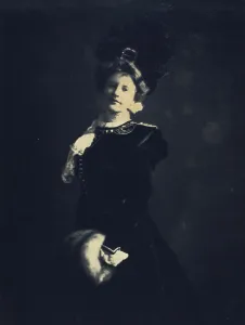 Platinum Prints 1900 Gmgpc Prints: Lady with muff, c1900. Creator: Mathilde Weil