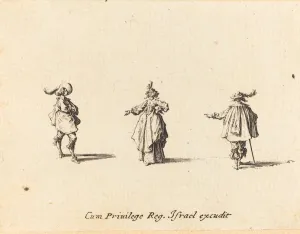 Outstretched Prints: Lady with Outstretched Arm, and Two Gentlemen, probably 1634. Creator: Jacques Callot