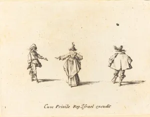 Outstretched Prints: Lady with Outstretched Arm, Seen from Behind, and Two Gentlemen, probably 1634