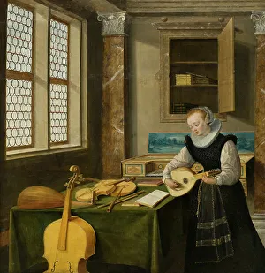 Lady Playing the Lute, c17th century. Creator: Hendrik van Steenwyck