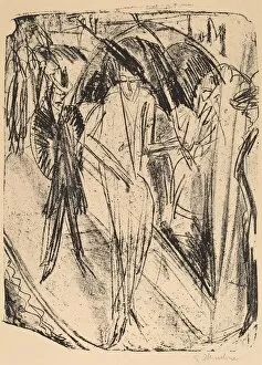 Die Brucke Gallery: Lady in the Rain, 1914. Creator: Ernst Kirchner