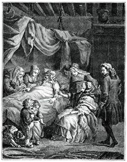 The Lady Receives Charity, (1885). Artist: Eisen