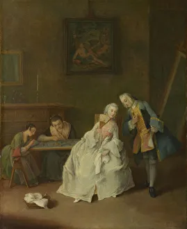 Longhi Prints: A Lady receiving a Cavalier, 1747-1755. Artist: Longhi, Pietro (1701-1785)