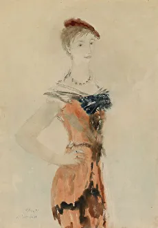 Lady with a Red Beret, 1935. Artist: Sokolov, Mikhail Xenofontovich (1885-1947)