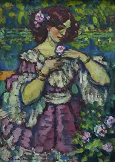 1901 Prints: Lady with a Rose, 1901. Creator: Charles Guerin