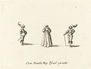 Lady Seen from Behind, and Two Gentlemen, probably 1634. Creator: Jacques Callot