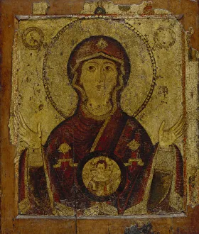 Novgorod School Gallery: Our Lady of the Sign, Early 13th cen.. Artist: Russian icon