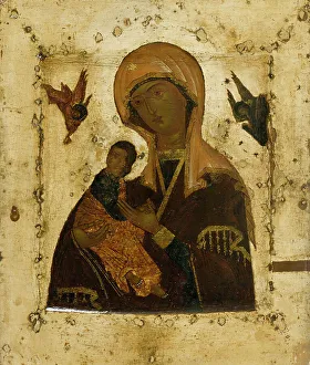 Tempera On Wood Prints: Our Lady of Sorrows, Russian icon, 1600-1615. Creator: Unknown