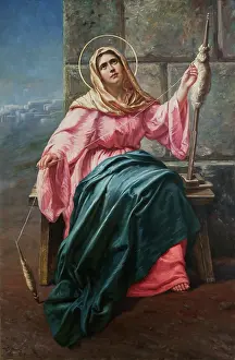 Spinning Prints: Our Lady the Spinner, 1897. Creator: Feliks Cichocki