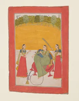 Punjabi Prints: Lady on a Terrace, 18th century. Creator: Unknown