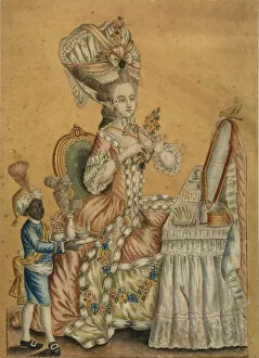 Woman At Her Toilette Collection: Lady at a Toilette with a black boy, 1770s. Artist: Anonymous