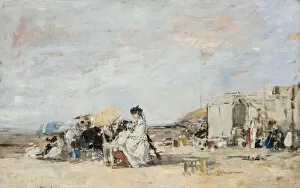 Boudin Collection: Lady in white on the beach at Trouville. Artist: Boudin, Eugene-Louis (1824-1898)