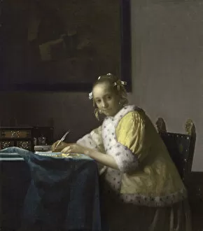 Love Letter Collection: A Lady Writing a Letter, 1665-1670. Artist: Vermeer, Jan (Johannes) (1632-1675)