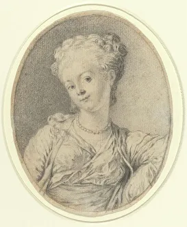 Graphite On Laid Paper Prints: Lady's Head. Creator: Gabriel de Saint-Aubin