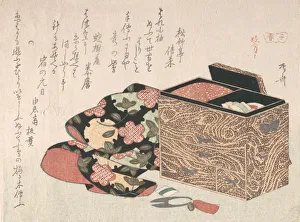 Ryuryukyo Shinsai Prints: Ladys Work-Box and Bed Clothing, probably 1816. probably 1816. Creator: Shinsai