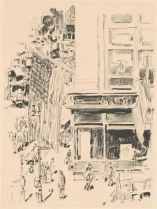 Lithotint In Black On Wove Paper Prints: Lafayette Street, 1918. Creator: Frederick Childe Hassam