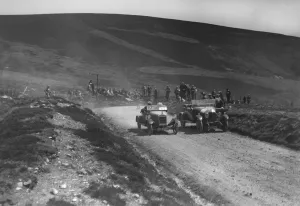 Moorland Collection: Lagonda of WH Oates and DFP of JC Douglas competing in the Scottish Light Car Trial, 1922