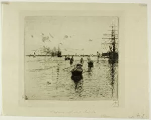 Lagune with Steamers and Gondolas, Venice, 1885. Creator: Robert Frederick Blum