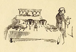 Laid table at the Bell Inn in Edmonton, 1878, (c1918). Creator: Randolph Caldecott