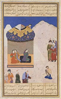 Afghan Gallery: Laila Visiting Majnun in the Desert, Folio from a Khamsa (Quintet) of Amir Khusrau