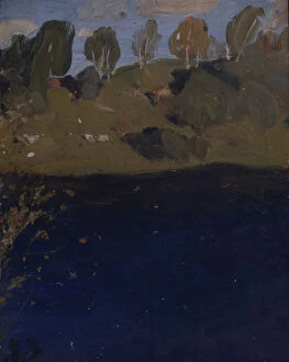 Isaak Ilyich 1860 1900 Gallery: At a lake. Autumn, 1890s. Artist: Levitan, Isaak Ilyich (1860-1900)
