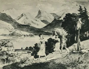 Ludwig Prints: Lake Fuschl, Salzburg, Austria, 1823, (1943). Creator: Ludwig Richter