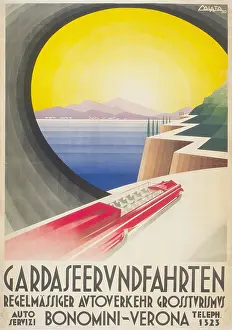Vehicle Prints: Lake Garda tours: regular car traffic, 1930. Creator: Colato, Arduino (1880-1954)