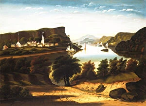 Sailboat Gallery: Lake George and the Village of Caldwell, ca. 1850s. Creator: Thomas Chambers