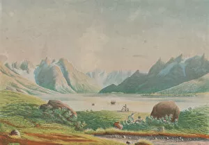The lake of Kuggsuak at Tasermiut, Greenland, 1863. Creator: Lars Møller