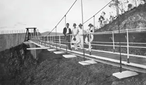 Cheerful Prints: Lake Manchester suspension bridge, 1927. Creator: Jack Bain