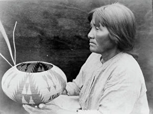 Basket Collection: A Lake Mono basket-maker, c1924. Creator: Edward Sheriff Curtis