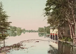 Photochrom Print Prints: The Lake at Mt. Holyoke College, South Hadley, c1900. Creator: Unknown