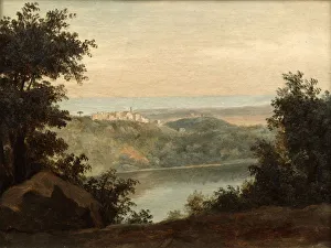 Images Dated 15th August 2005: Lake Nemi; in the background the city of Genzano, late 18th / early 19th century