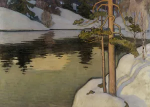 Vaino Blomstedt Prints: Lake with Snow on the Shore, 1899-1900. Creator: Vaino Blomstedt
