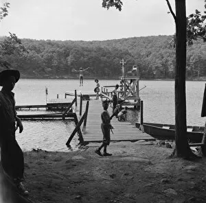 New York United States Of America Gallery: The lake and swimming activities at Camp Nathan Hale, Southfields, New York