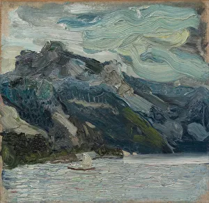 Richard 1883 1908 Prints: Lake Traun with Mountain Sleeping Greek, 1907. Artist: Gerstl, Richard (1883-1908)