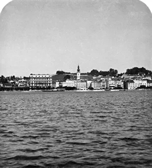 Salzkammergut Prints: The lakefront at Gmunden, Salzkammergut, Austria, c1900s. Artist: Wurthle & Sons