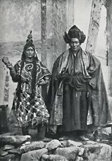 Lama Collection: Two lamas of Sikkim in ceremonial dress, 1902. Artist: Johnson & Hoffman