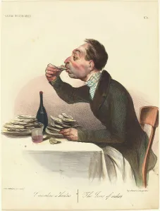 Oysters Prints: L'amateur d'huitres, 1836. Creator: Honore Daumier