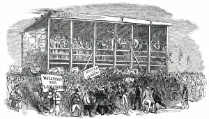 Voting Prints: The Lambeth Election - the Hustings on Kennington Common, 1850. Creator: Unknown